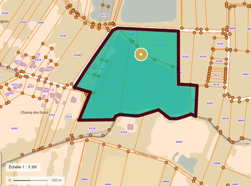 Plan cadastral du Domaine du Dahu à Sablons